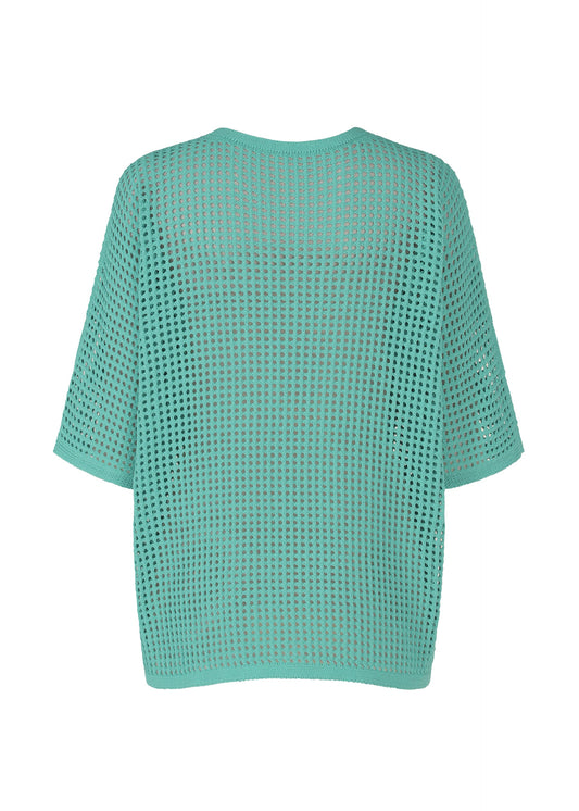 A detail shot of the Pleats Please Issey Miyake FISHNET KNIT shirt.
