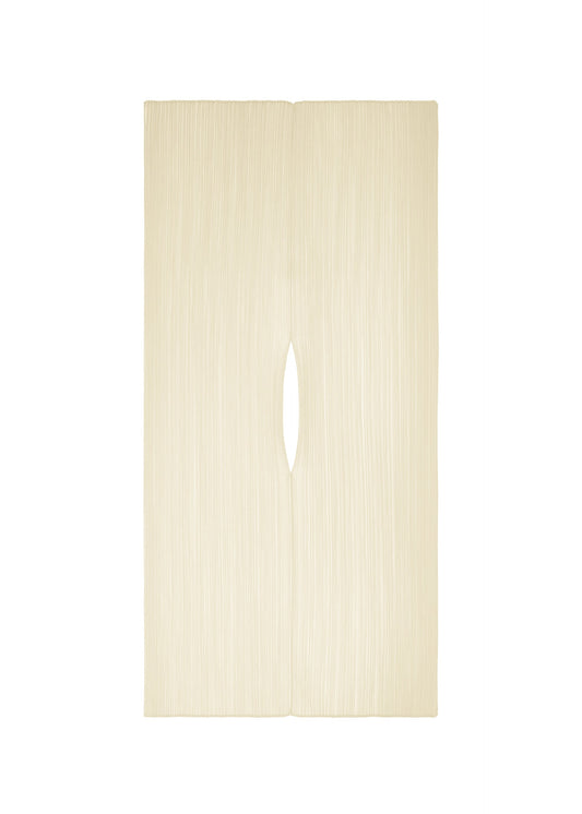 A product shot of the Pleats Please Issey Miyake MADAME T MAY stole in ivory (03), recurring_style.