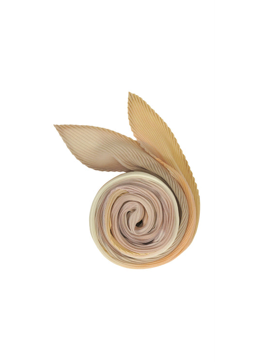 A product shot of the Pleats Please Issey Miyake SEA BUBBLE SCARF stole in greige (42), recurring_style, restock.