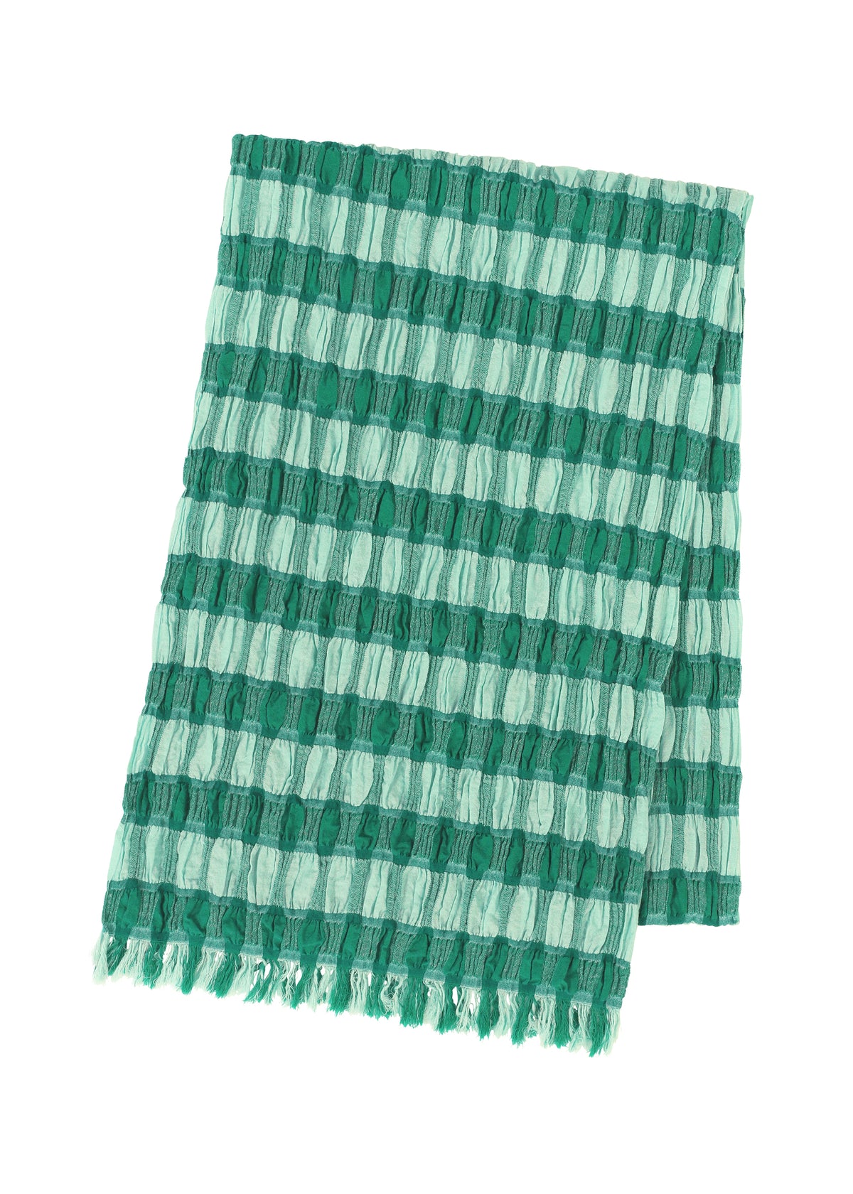COTTON CHECK SCARF Stole Grass Green