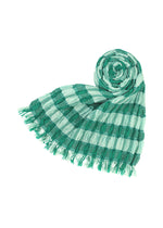 COTTON CHECK SCARF Stole Grass Green