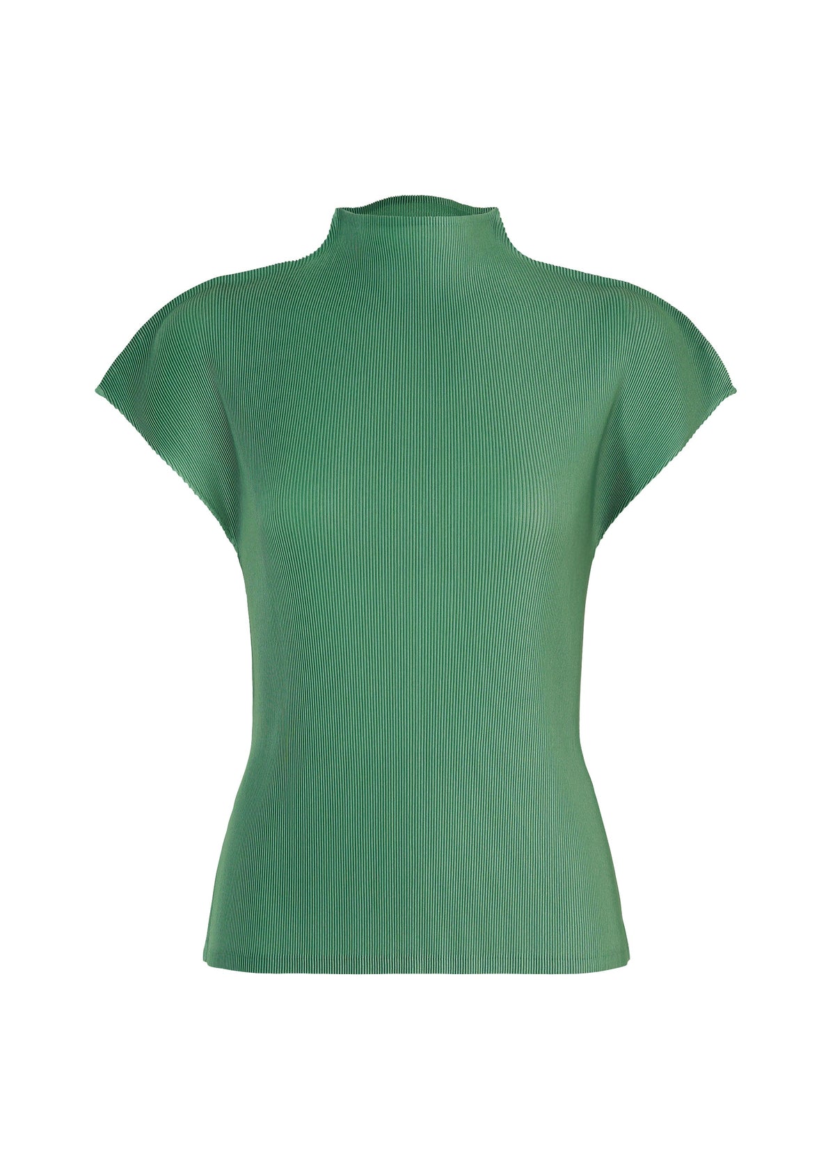 A product shot of the PLEATS PLEASE ISSEY MIYAKE MIST AUGUST shirt in grayish green.
