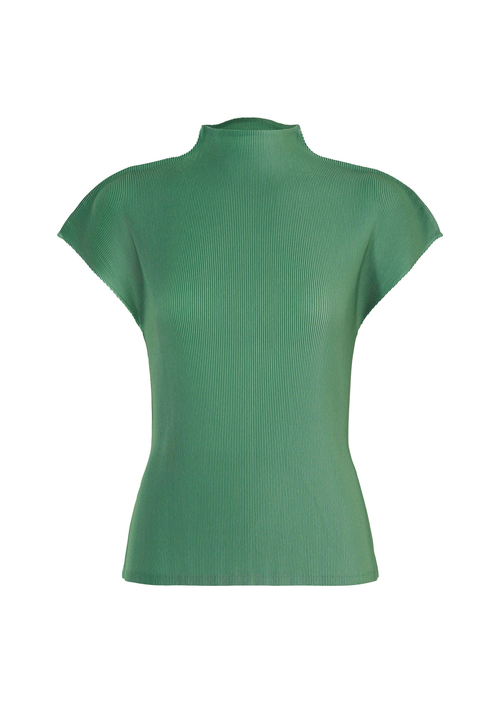 A product shot of the PLEATS PLEASE ISSEY MIYAKE MIST AUGUST shirt in grayish green.