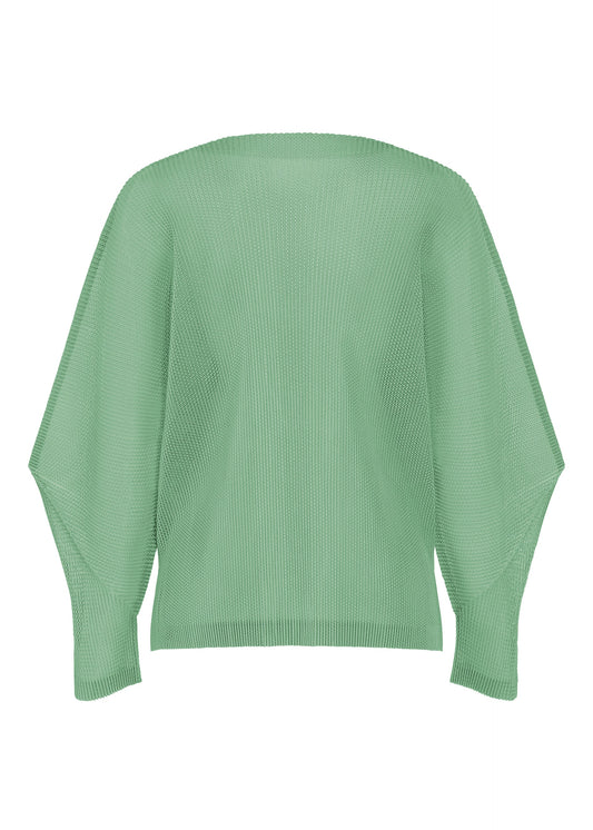 A detail shot of the PLEATS PLEASE ISSEY MIYAKE TATAMI AUGUST cardigan.