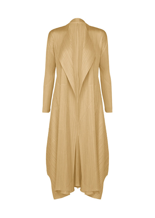 A product shot of the PLEATS PLEASE ISSEY MIYAKE MONTHLY COLORS : OCTOBER coat in ash beige.