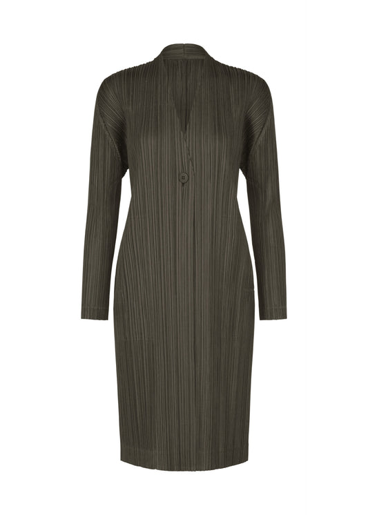 A product shot of the PLEATS PLEASE ISSEY MIYAKE PLEATS JACKET coat in charcoal.