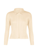 A product shot of the PLEATS PLEASE ISSEY MIYAKE MONTHLY COLORS : AUGUST blouson in off white.