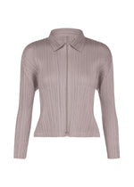 A product shot of the PLEATS PLEASE ISSEY MIYAKE MONTHLY COLORS : AUGUST blouson in grayish purple.