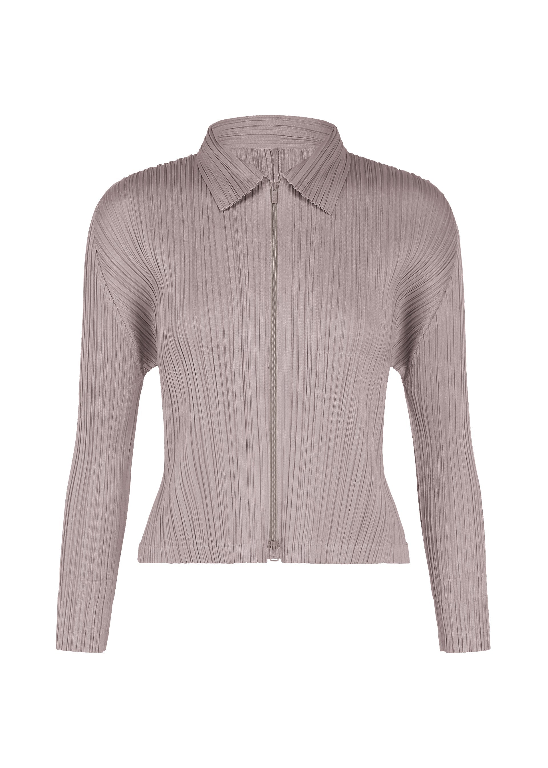 A product shot of the PLEATS PLEASE ISSEY MIYAKE MONTHLY COLORS : AUGUST blouson in grayish purple.
