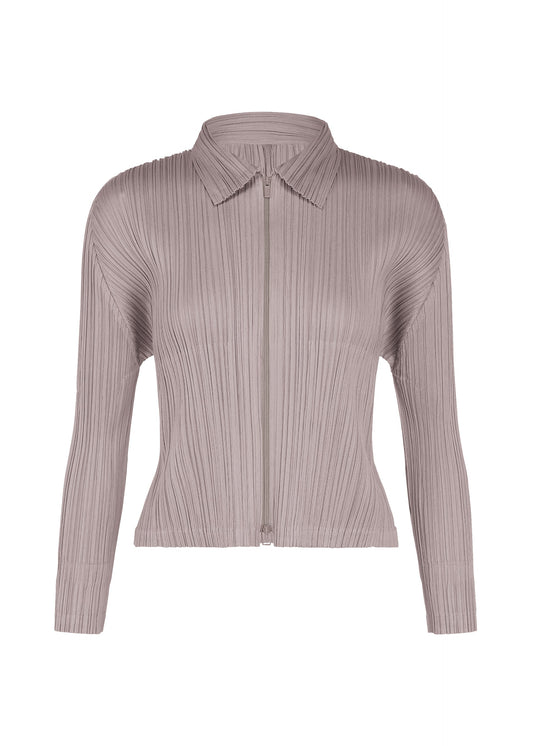A product shot of the PLEATS PLEASE ISSEY MIYAKE MONTHLY COLORS : AUGUST blouson in grayish purple.