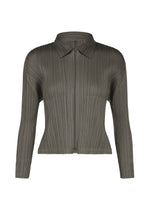 A product shot of the PLEATS PLEASE ISSEY MIYAKE MONTHLY COLORS : AUGUST blouson in charcoal.
