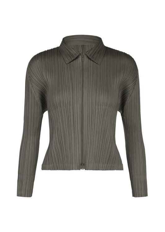 A product shot of the PLEATS PLEASE ISSEY MIYAKE MONTHLY COLORS : AUGUST blouson in charcoal.