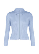 A product shot of the PLEATS PLEASE ISSEY MIYAKE MONTHLY COLORS : AUGUST blouson in light blue.