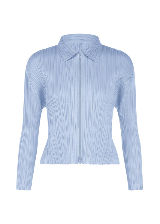 A product shot of the PLEATS PLEASE ISSEY MIYAKE MONTHLY COLORS : AUGUST blouson in light blue.