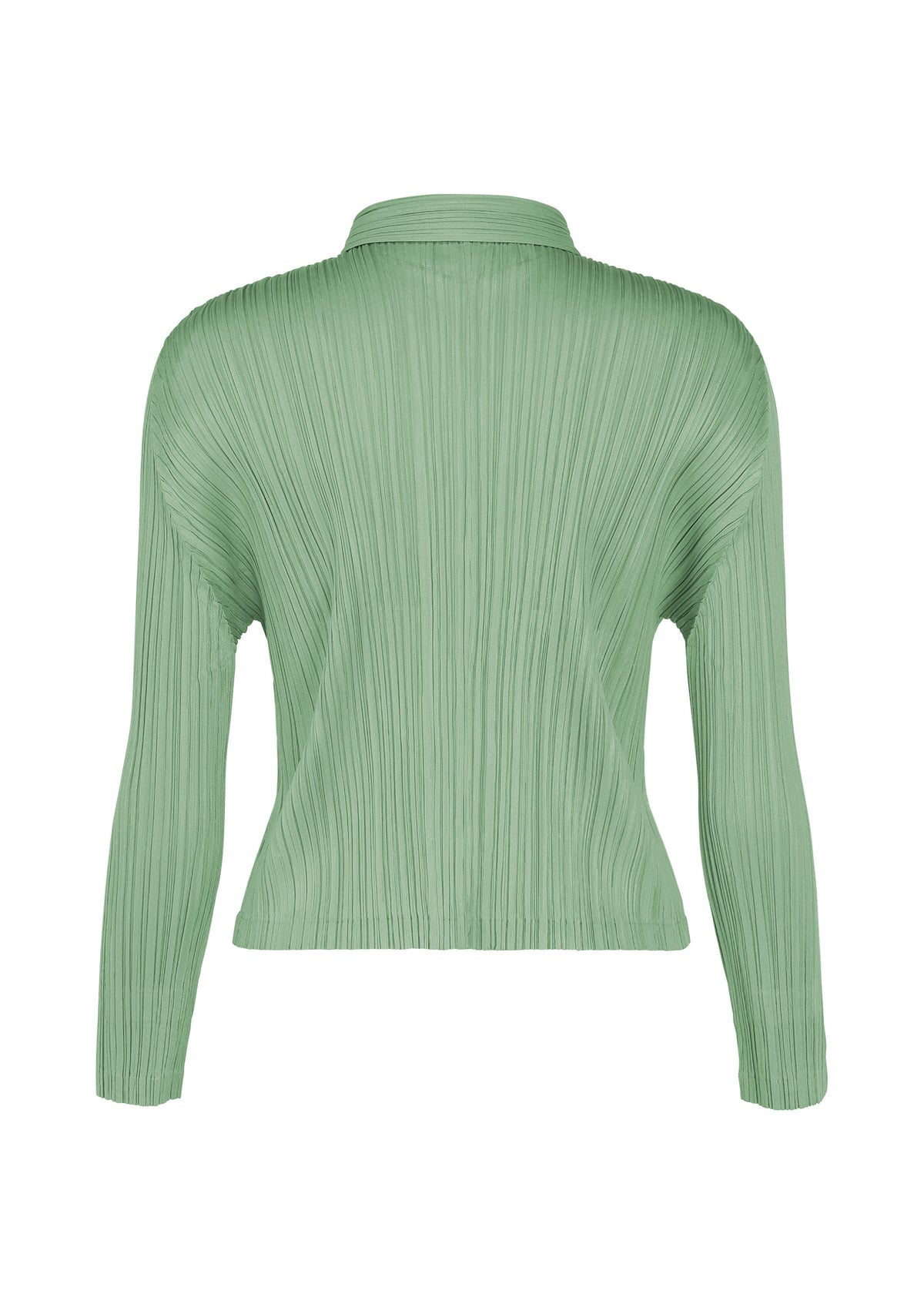 A detail shot of the PLEATS PLEASE ISSEY MIYAKE MONTHLY COLORS : AUGUST blouson.