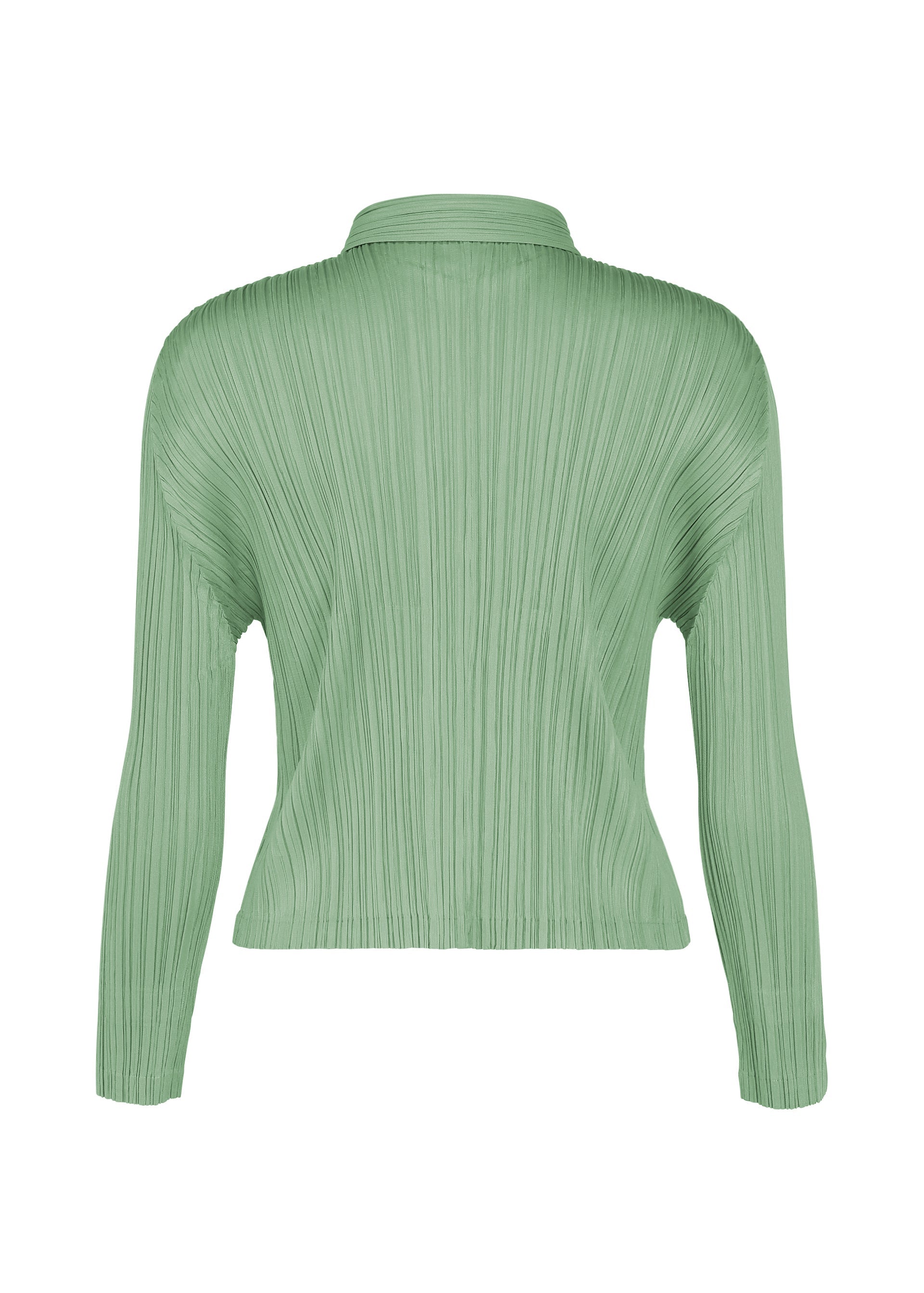 A detail shot of the PLEATS PLEASE ISSEY MIYAKE MONTHLY COLORS : AUGUST blouson.