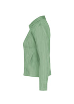 A detail shot of the PLEATS PLEASE ISSEY MIYAKE MONTHLY COLORS : AUGUST blouson.