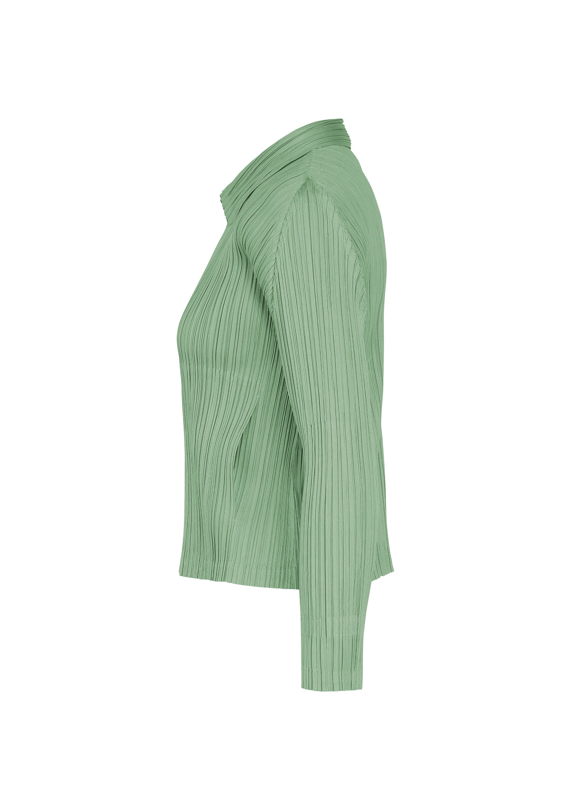A detail shot of the PLEATS PLEASE ISSEY MIYAKE MONTHLY COLORS : AUGUST blouson.