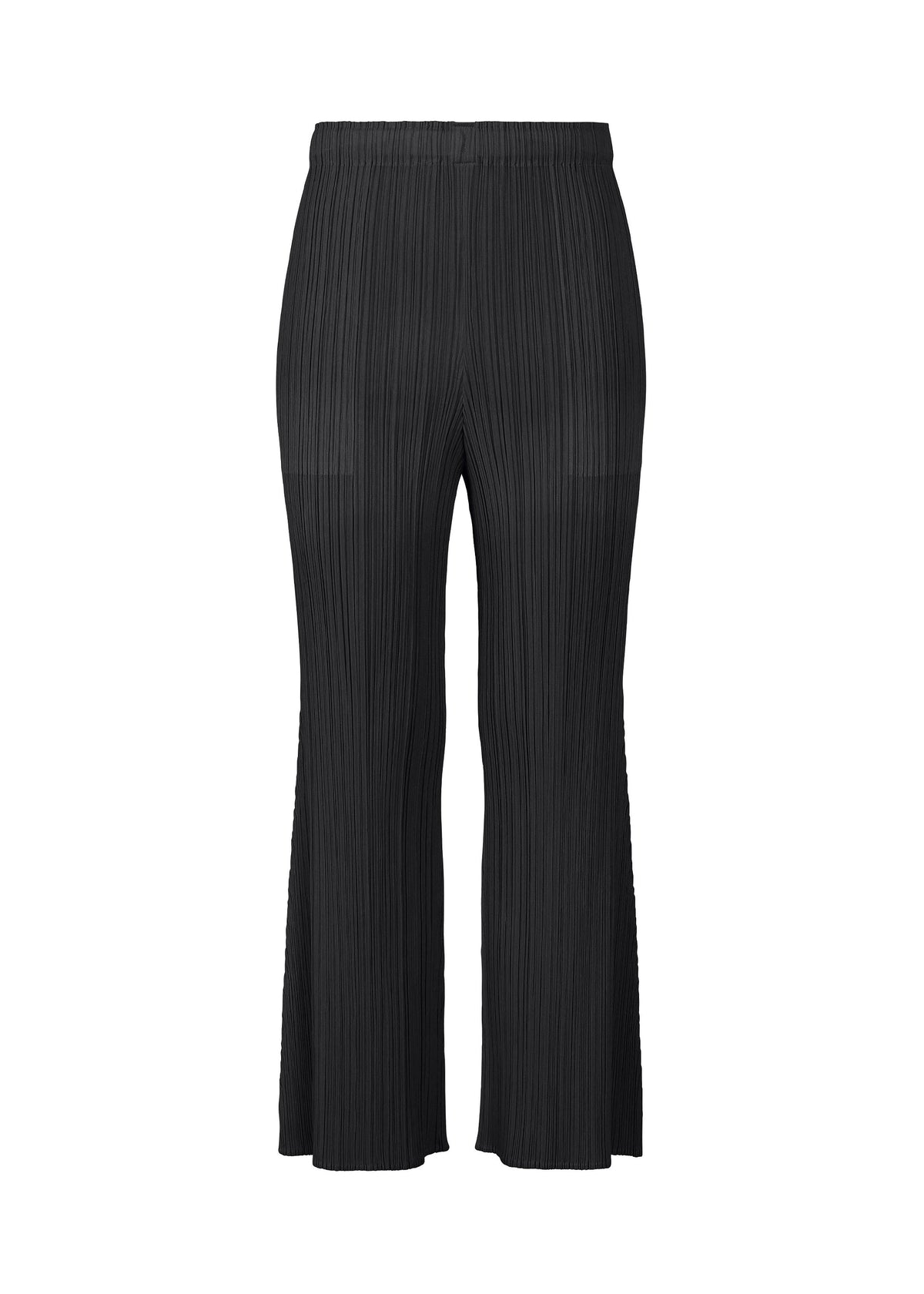 A product shot of the PLEATS PLEASE ISSEY MIYAKE MONTHLY COLORS : JULY pants in black.
