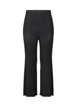 A product shot of the PLEATS PLEASE ISSEY MIYAKE MONTHLY COLORS : JULY pants in black.