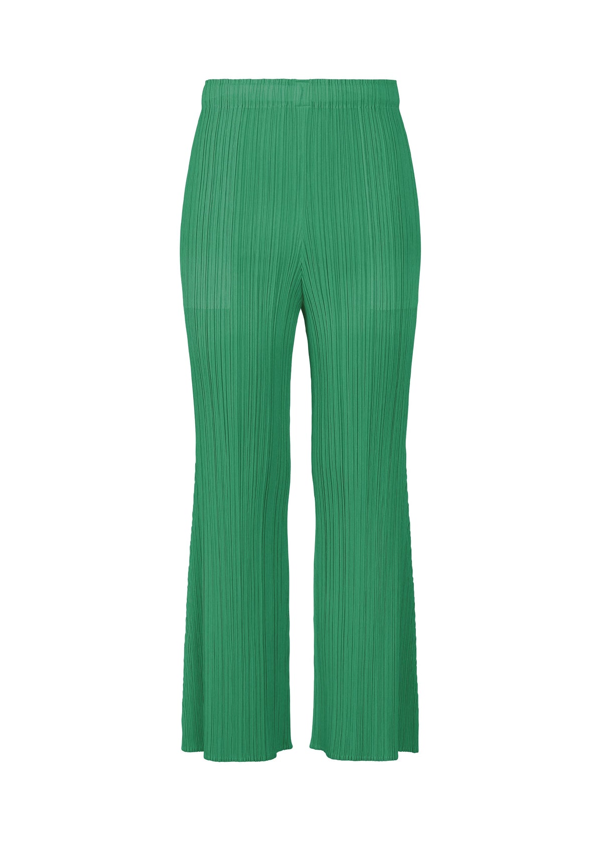 A product shot of the PLEATS PLEASE ISSEY MIYAKE MONTHLY COLORS : JULY pants in fresh green.