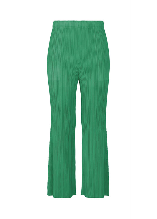 A product shot of the PLEATS PLEASE ISSEY MIYAKE MONTHLY COLORS : JULY pants in fresh green.