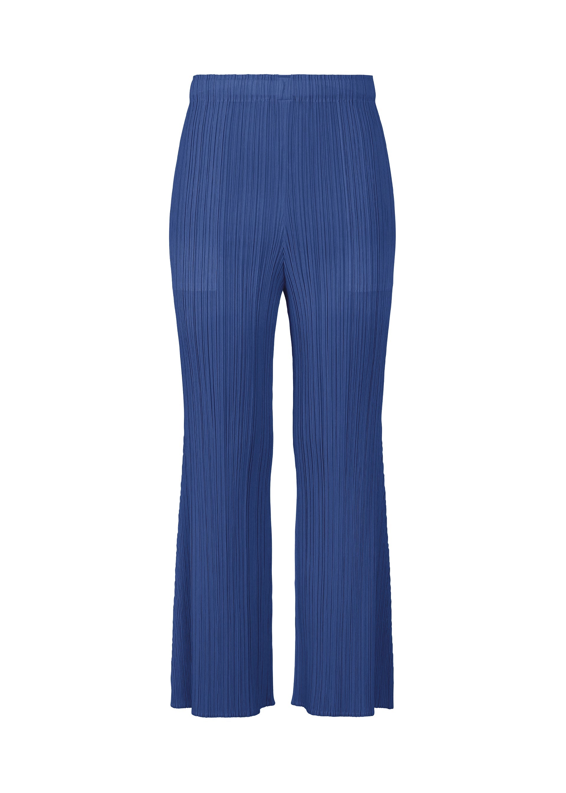 A product shot of the PLEATS PLEASE ISSEY MIYAKE MONTHLY COLORS : JULY pants in blue.