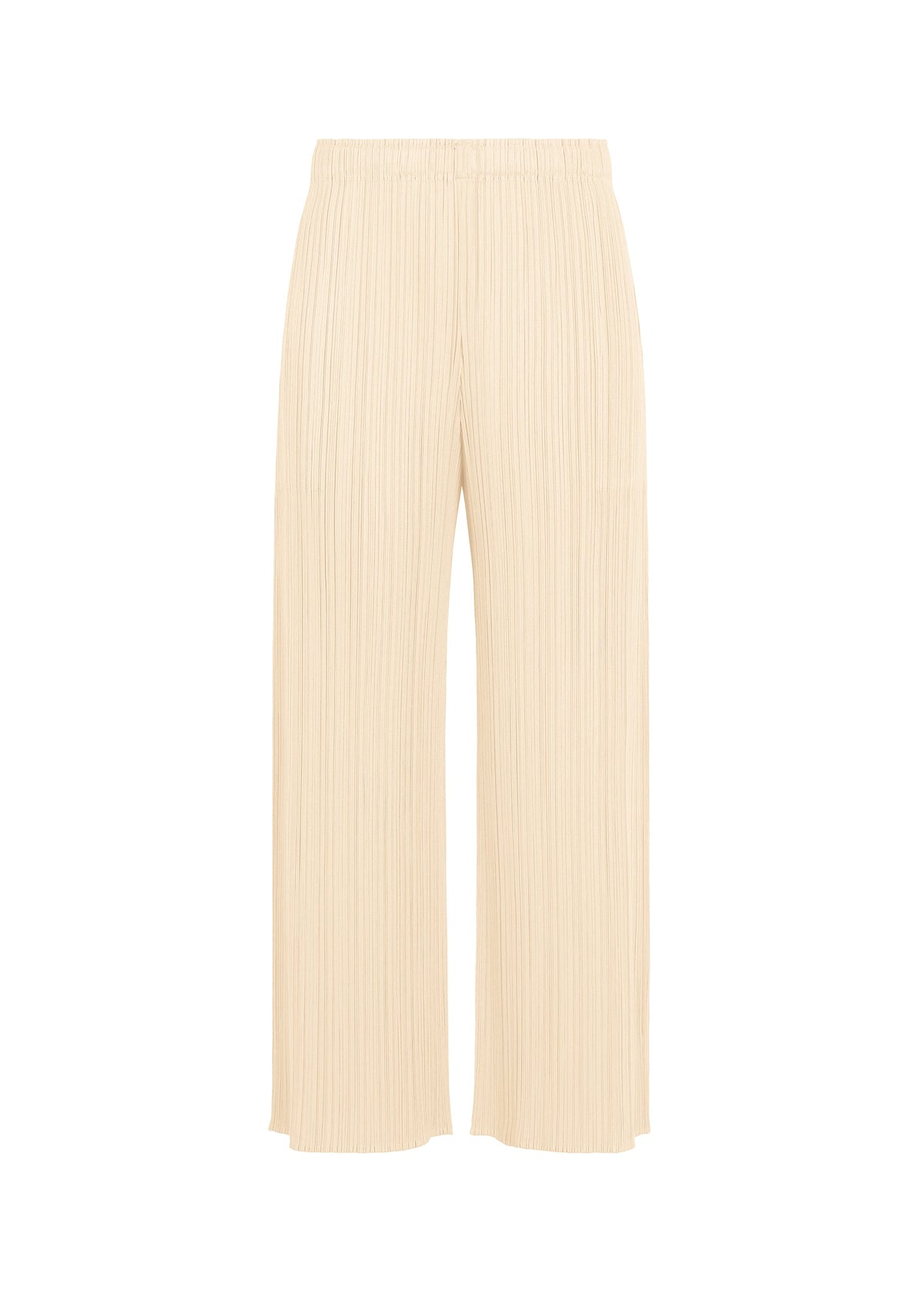 A product shot of the PLEATS PLEASE ISSEY MIYAKE MONTHLY COLORS : AUGUST pants in off white.
