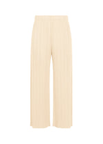 A product shot of the PLEATS PLEASE ISSEY MIYAKE MONTHLY COLORS : AUGUST pants in off white.