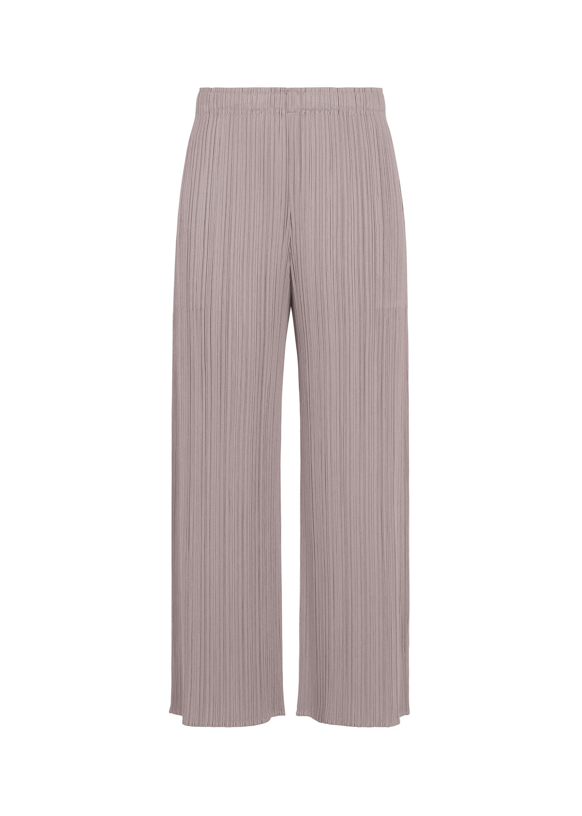 A product shot of the PLEATS PLEASE ISSEY MIYAKE MONTHLY COLORS : AUGUST pants in grayish purple.