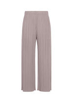 A product shot of the PLEATS PLEASE ISSEY MIYAKE MONTHLY COLORS : AUGUST pants in grayish purple.