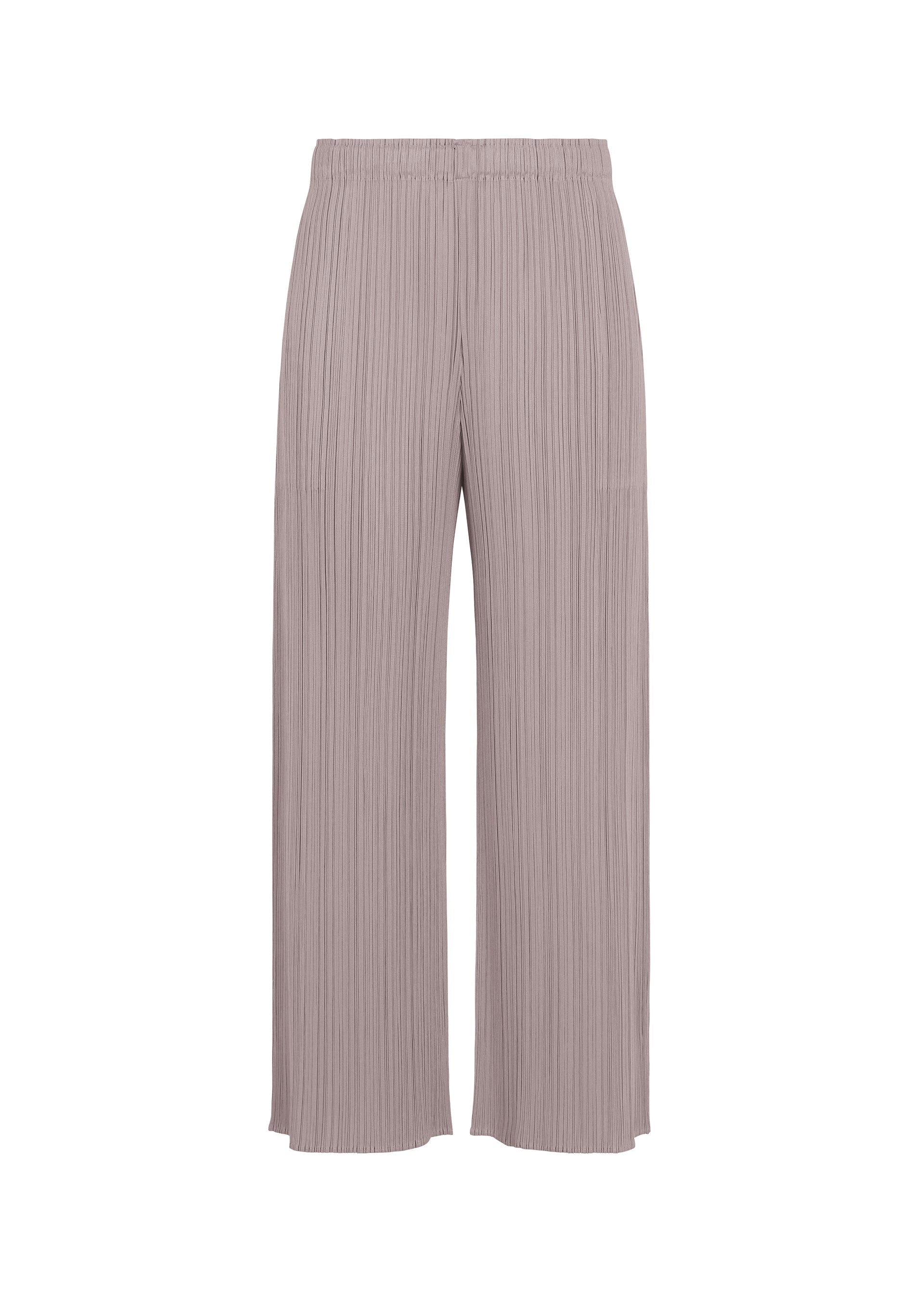 A product shot of the PLEATS PLEASE ISSEY MIYAKE MONTHLY COLORS : AUGUST pants in grayish purple.