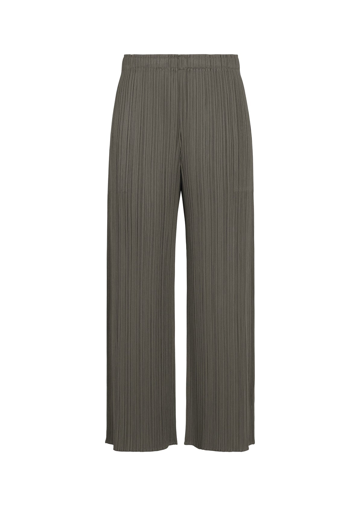 A product shot of the PLEATS PLEASE ISSEY MIYAKE MONTHLY COLORS : AUGUST pants in charcoal.