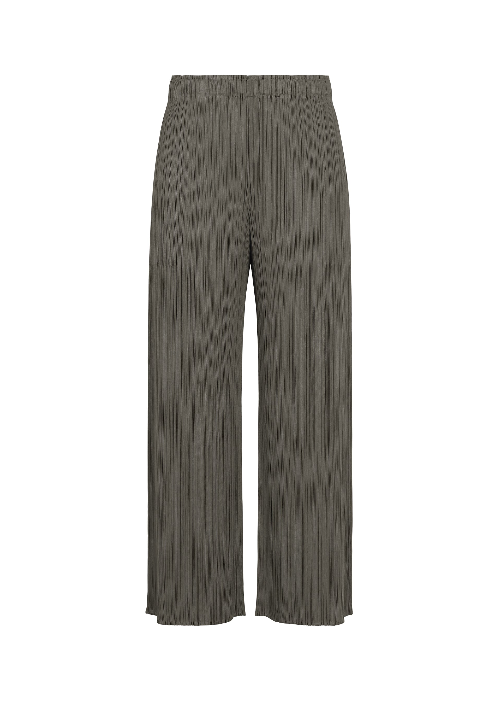 A product shot of the PLEATS PLEASE ISSEY MIYAKE MONTHLY COLORS : AUGUST pants in charcoal.