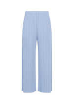 A product shot of the PLEATS PLEASE ISSEY MIYAKE MONTHLY COLORS : AUGUST pants in light blue.