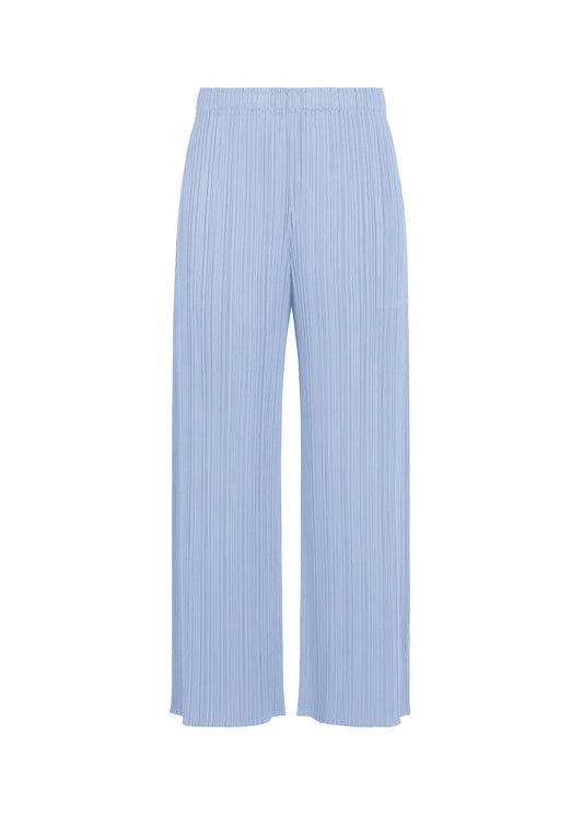 A product shot of the PLEATS PLEASE ISSEY MIYAKE MONTHLY COLORS : AUGUST pants in light blue.