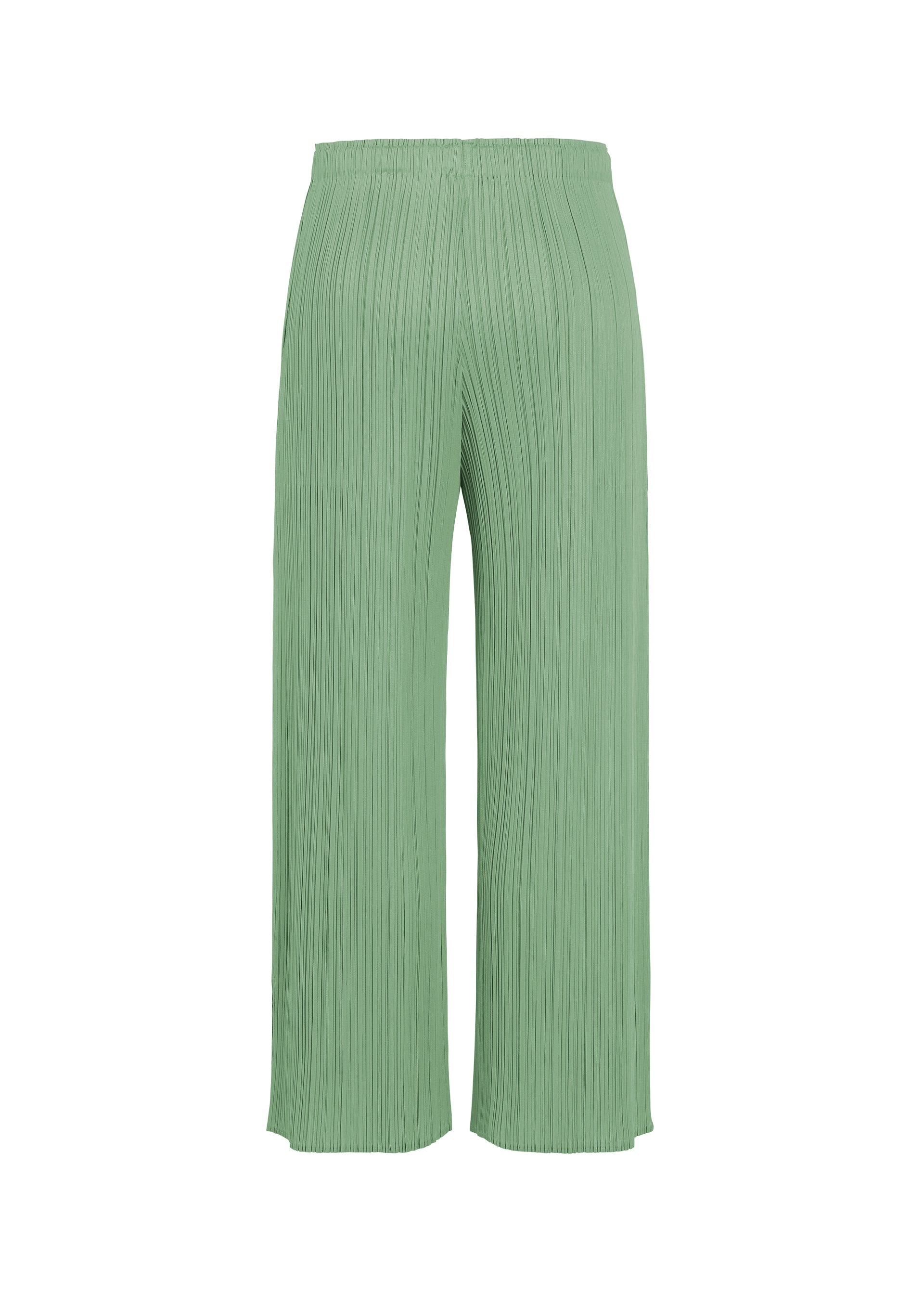 A detail shot of the PLEATS PLEASE ISSEY MIYAKE MONTHLY COLORS : AUGUST pants.