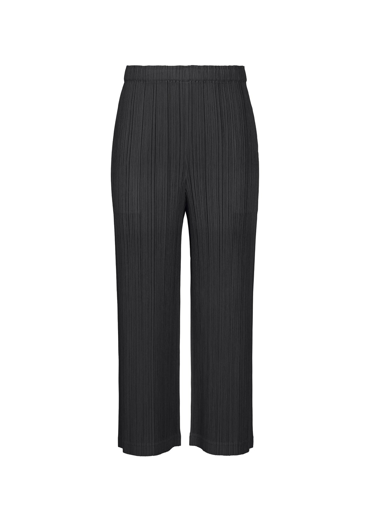 A product shot of the PLEATS PLEASE ISSEY MIYAKE THICKER BOTTOMS 1 trousers in black.