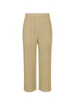 A product shot of the PLEATS PLEASE ISSEY MIYAKE THICKER BOTTOMS 1 pants in sand beige.