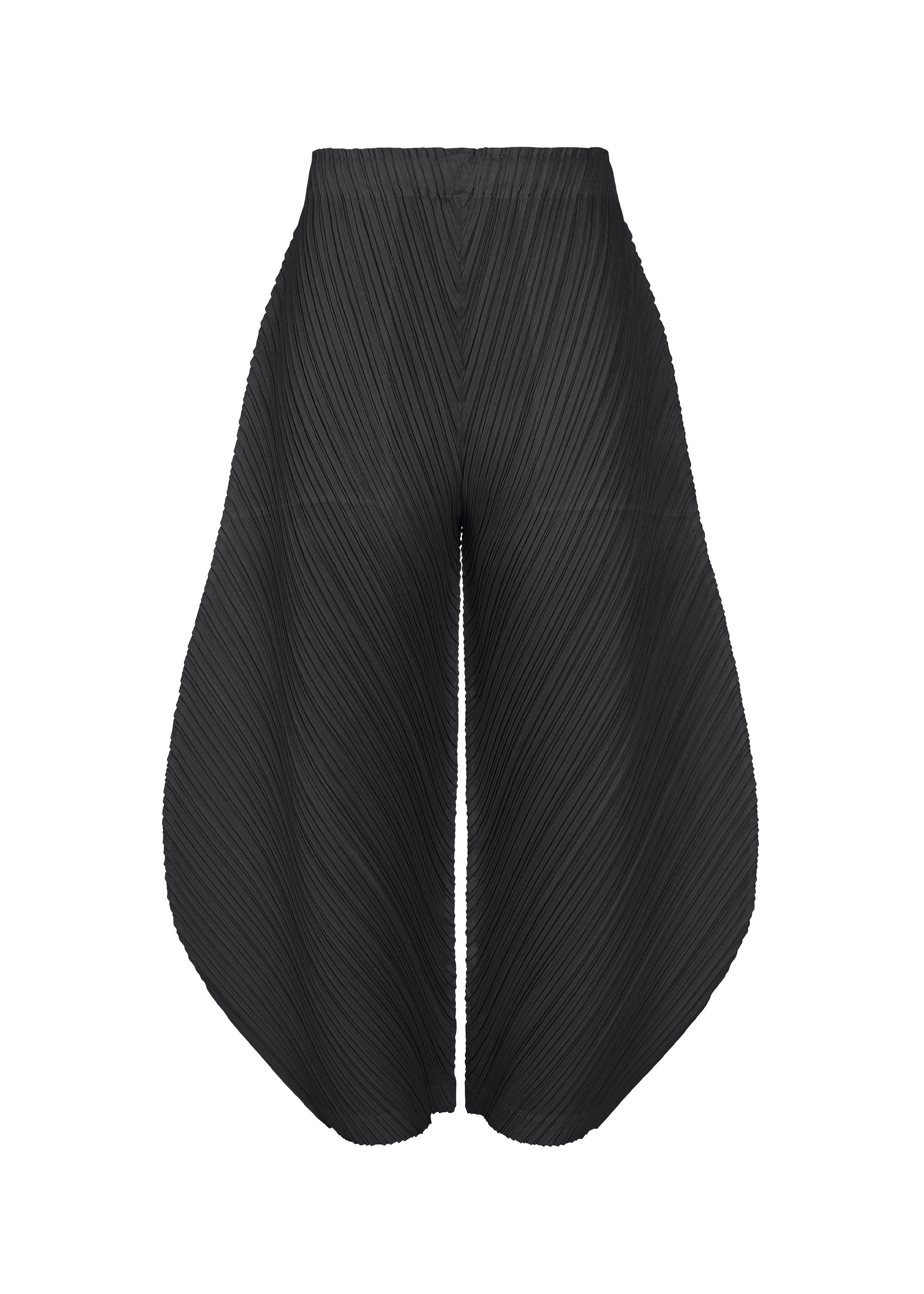 A product shot of the PLEATS PLEASE ISSEY MIYAKE THICKER BOTTOMS 1 trousers in black.