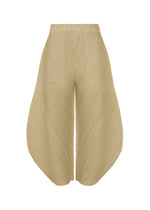 A product shot of the PLEATS PLEASE ISSEY MIYAKE THICKER BOTTOMS 1 trousers in sand beige.