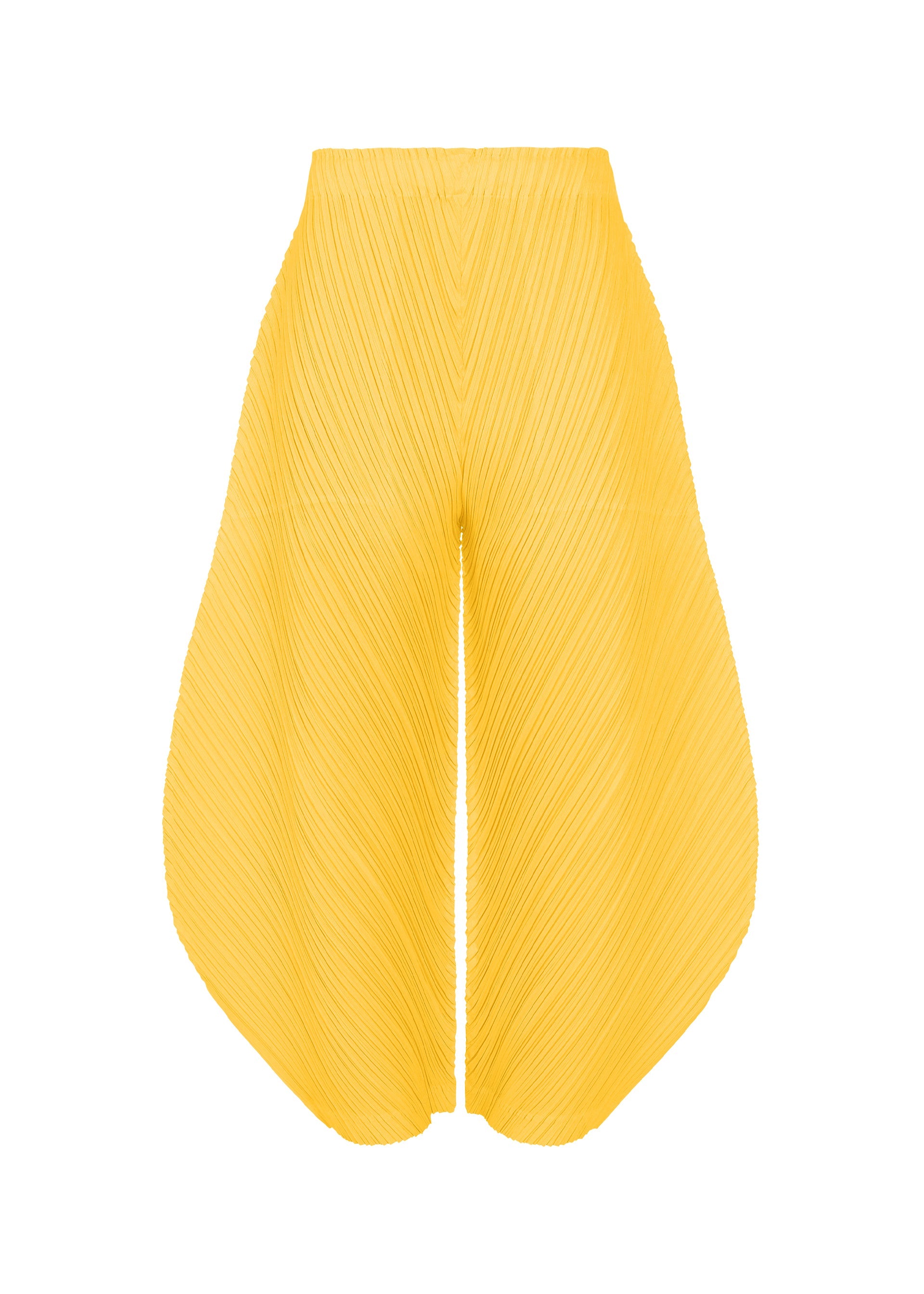 A product shot of the PLEATS PLEASE ISSEY MIYAKE THICKER BOTTOMS 1 trousers in yellow.