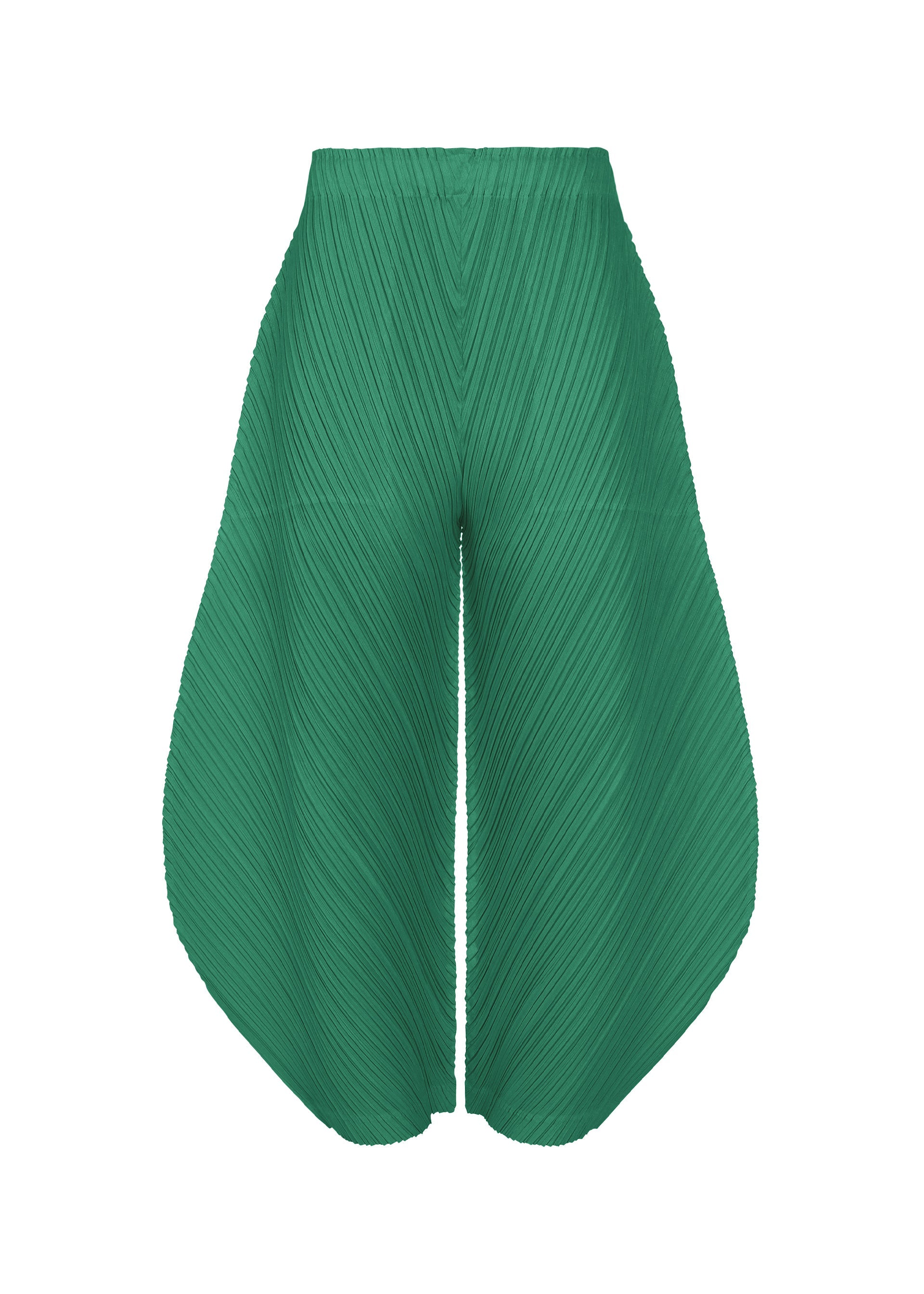 A product shot of the PLEATS PLEASE ISSEY MIYAKE THICKER BOTTOMS 1 trousers in fresh green.