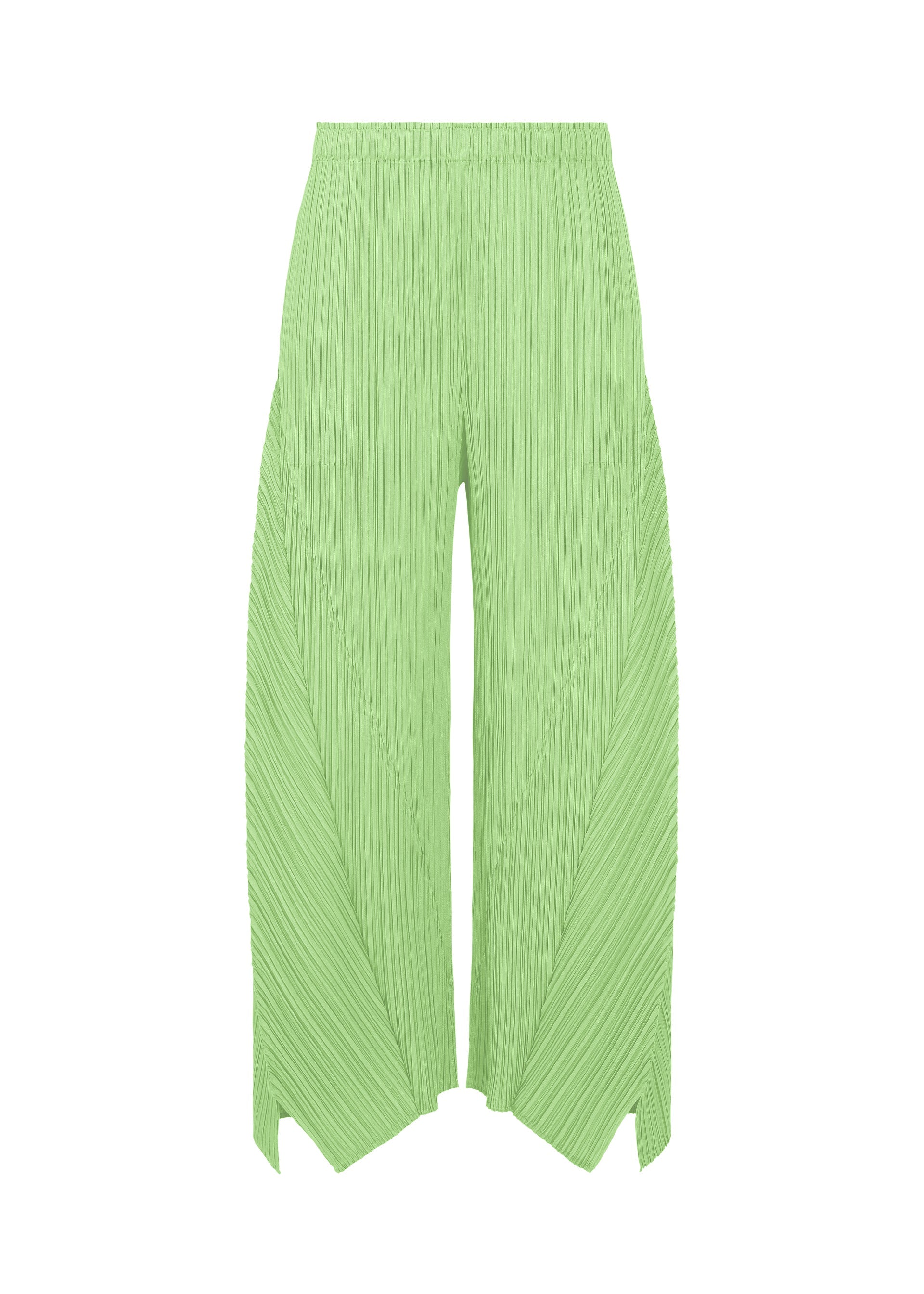 A product shot of the PLEATS PLEASE ISSEY MIYAKE FOLD pants in mint green.
