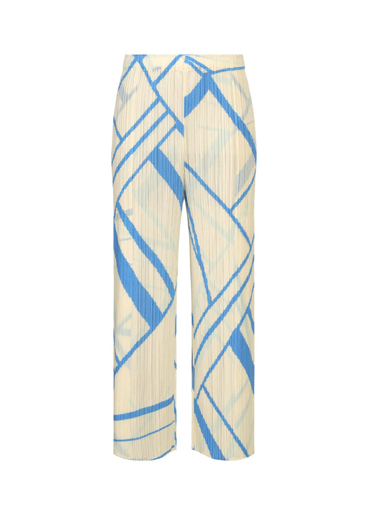 A product shot of the PLEATS PLEASE ISSEY MIYAKE FOLD LINE pants in off white.