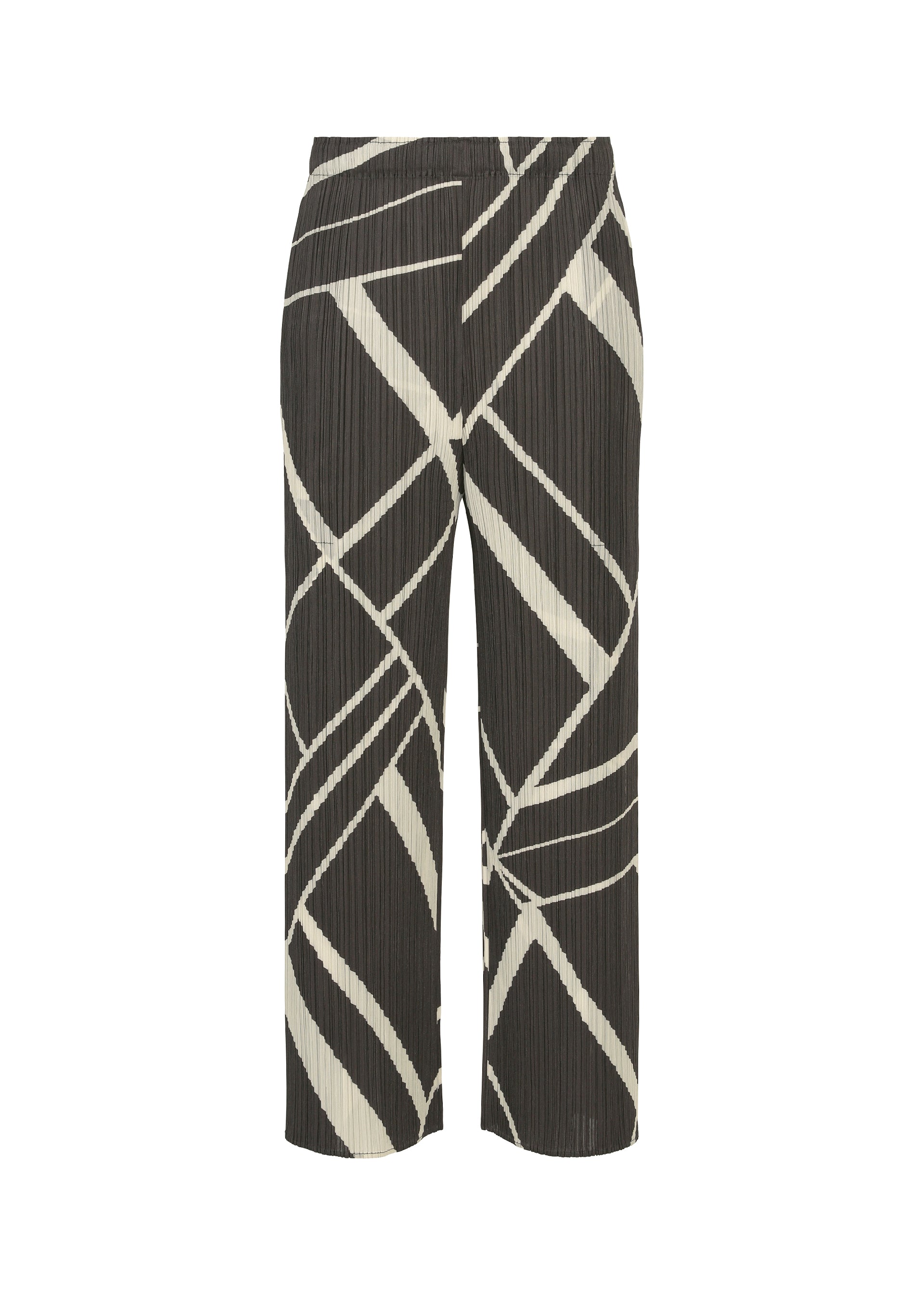 A product shot of the PLEATS PLEASE ISSEY MIYAKE FOLD LINE pants in charcoal.