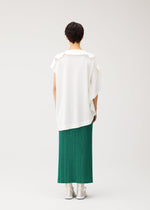 A model wears the PLEATS PLEASE ISSEY MIYAKE THICKER BOTTOMS 1 thicker-bottoms-1-skirt-2.