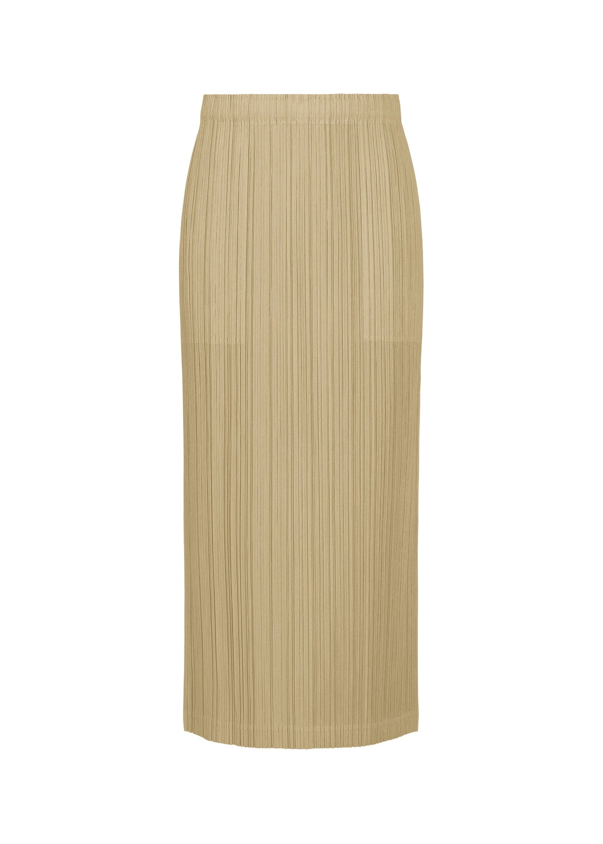 A product shot of the PLEATS PLEASE ISSEY MIYAKE THICKER BOTTOMS 1 skirt in sand beige.
