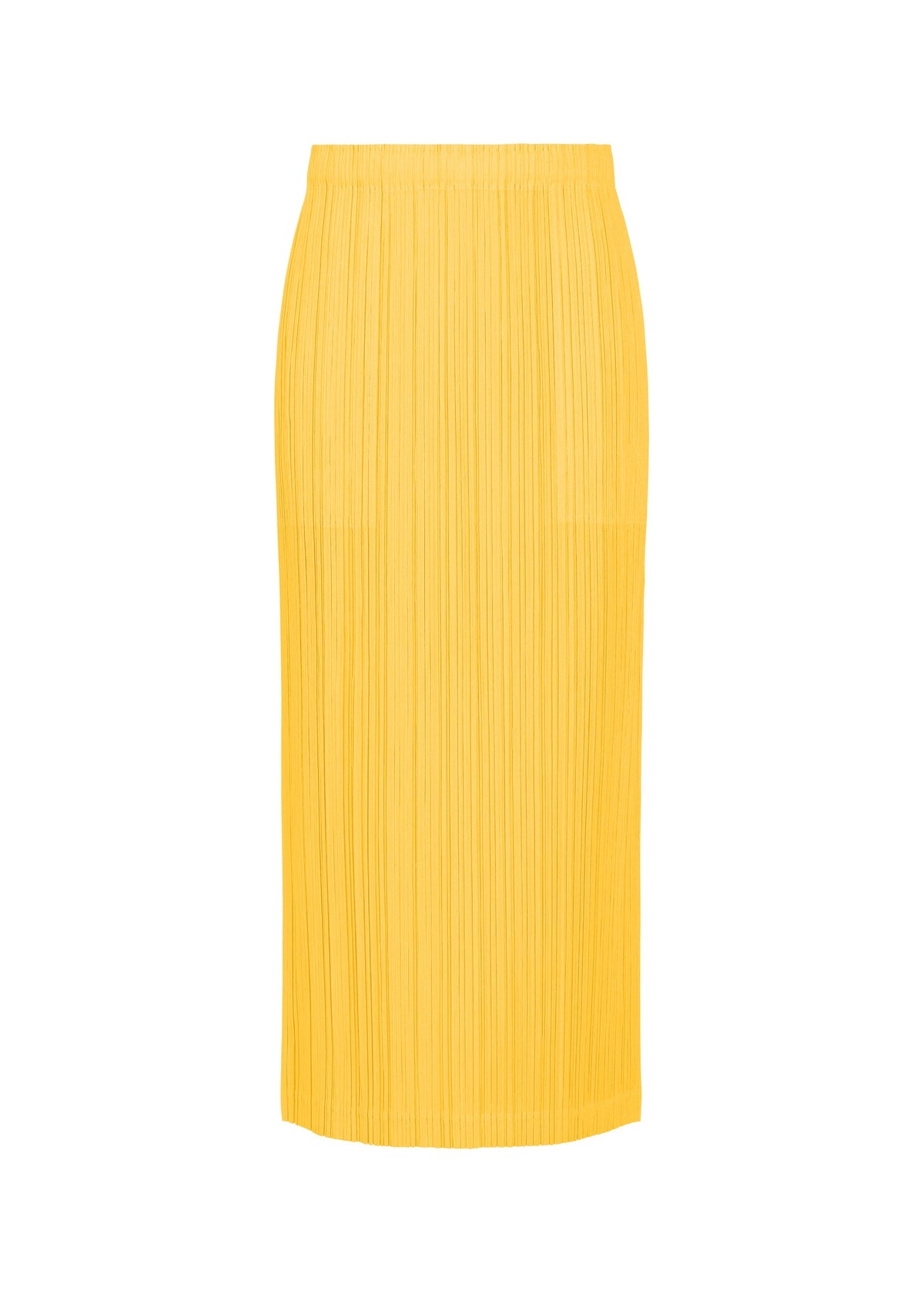 A product shot of the PLEATS PLEASE ISSEY MIYAKE THICKER BOTTOMS 1 skirt in yellow.