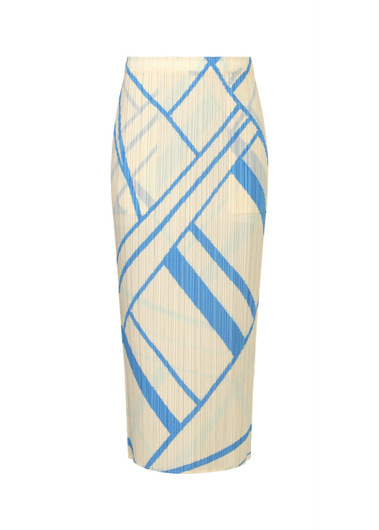 A product shot of the PLEATS PLEASE ISSEY MIYAKE FOLD LINE skirt in off white.